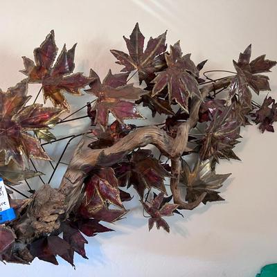 1970s Metal and driftwood wall sculpture