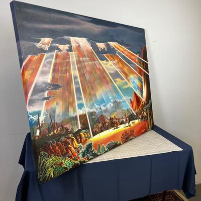 David Mapes Art Desert, Natives, Horses, Large Canvas 