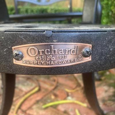 Pair of metal patio chairs with table