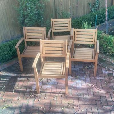 Wood patio dining set with umbrella