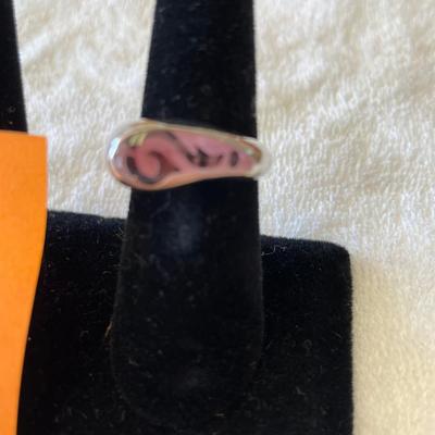 Guess Jeans Sterling Lucite Pink logo stackable ring #1
