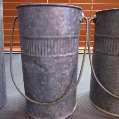 Collection of Decorative Galvanized Metal Buckets (G)