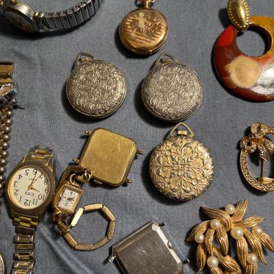Vintage Ladies watches, pendant clocks, earrings