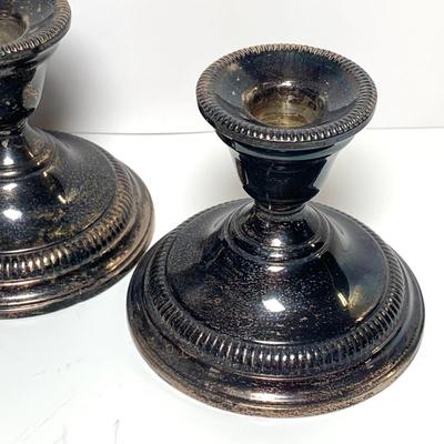 Lot 223R: Weighted Sterling Candlesticks & Hecho Mexico Sterling Perfume