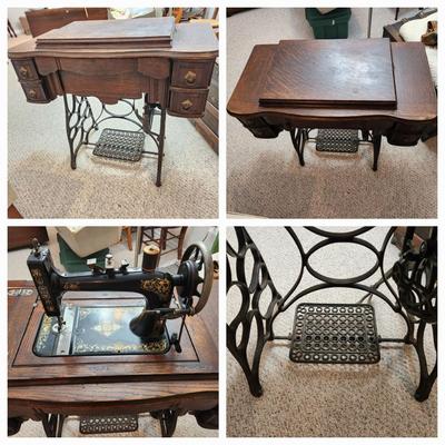 Antique Ruby Treadle Sewing Machine in Beautiful Cabinet