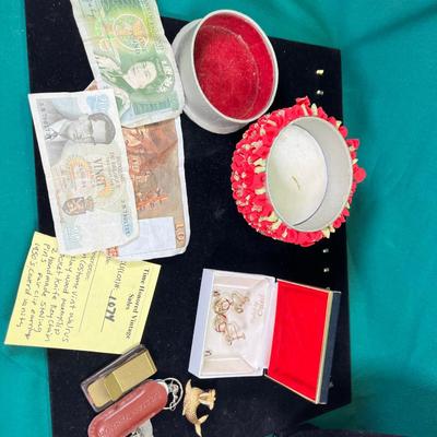 Vintage collectibles lot with a walrus
