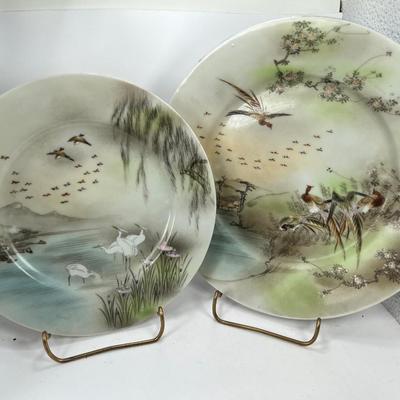 2 Fine Japanese plates and plate holders
