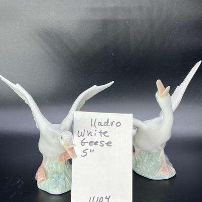 (2) Lladro Flying Honking Geese