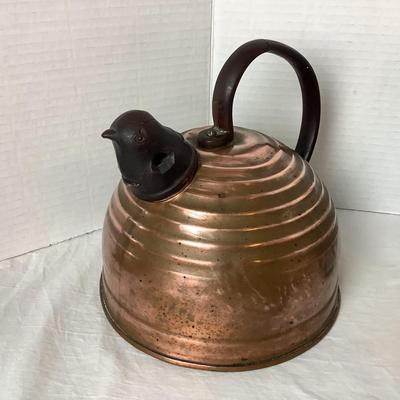 752 Vintage Revere Copper Tea Kettle with Birds on a wire Mug, Japanese Green Tea Pot