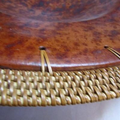 Large Centerpiece Bowl Pottery with Wicker Border (G)