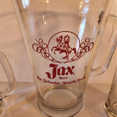 Lot #34  JAX Beer Pitcher and 3 vintage mugs