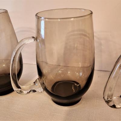 Lot #39  Set of 4 MidCentury Smokey Drinking Glasses