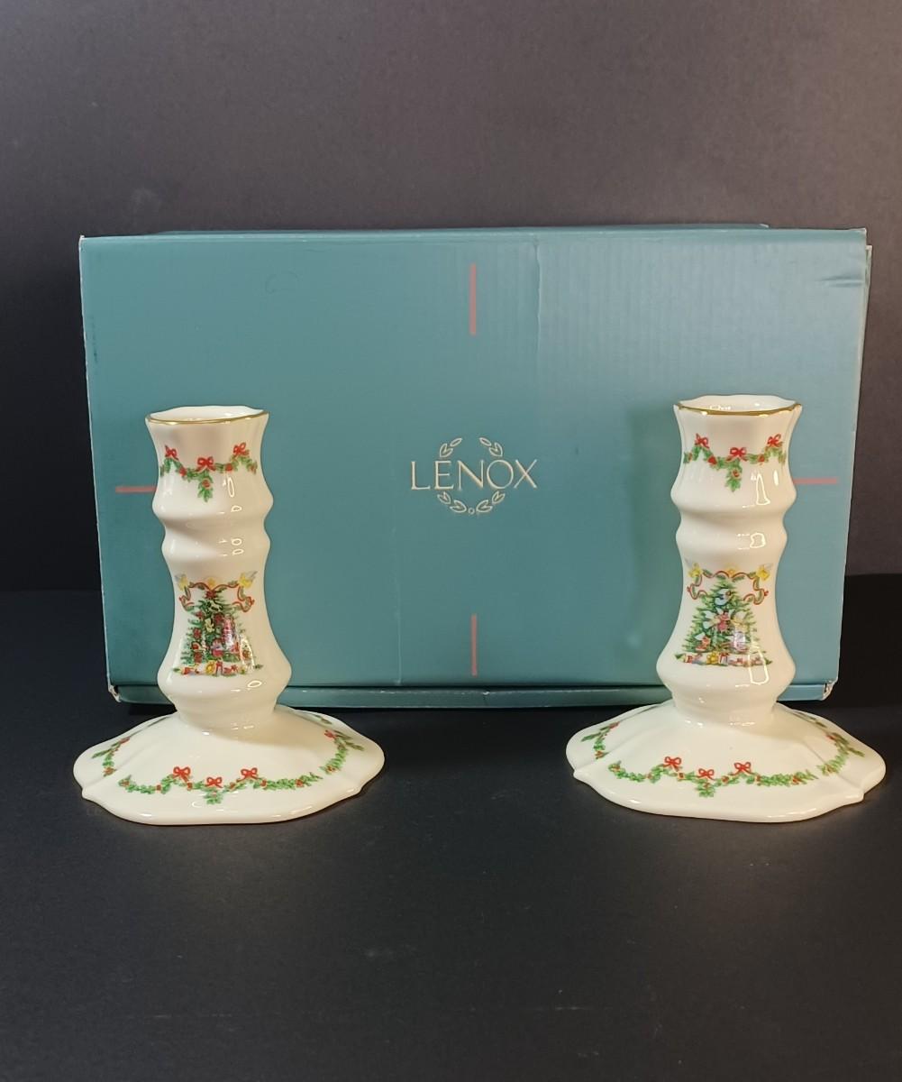 Lot 217 Lenox "The Joys Christmas Candlesticks