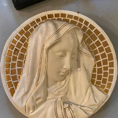 A. Santini western sculpture, the virgin mary wall hanging and more