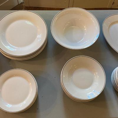 Studio Platinum China service for 7 and glassware