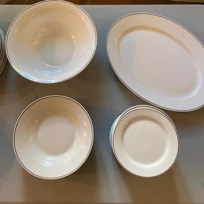 Studio Platinum China service for 7 and glassware