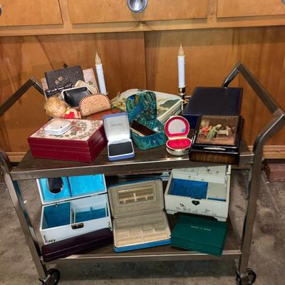 Bar cart, Rolex box, jewelery boxes and more