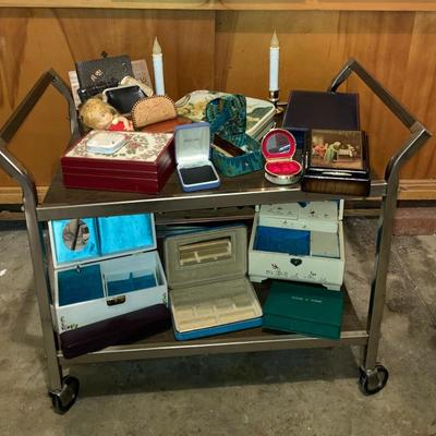 Bar cart, Rolex box, jewelery boxes and more
