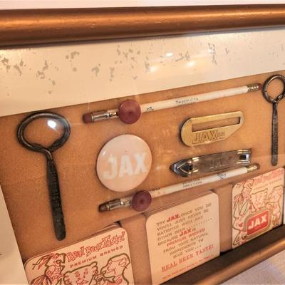Lot #58  Lot of Framed JAX Beer Memorabilia
