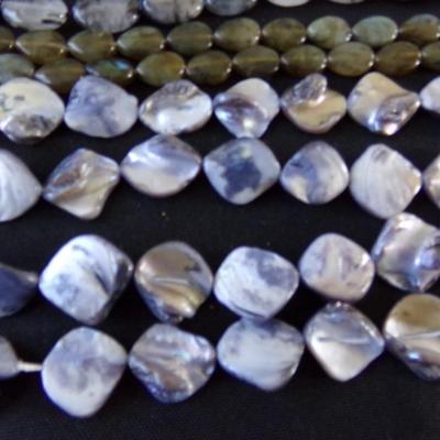LABRADORITE FLAT BEADS, DROP CHIP QURTZ CRYSTAL BEADS AND MORE.