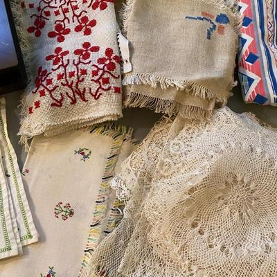 Linens and crocheted doilies and more