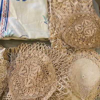 Linens and crocheted doilies and more