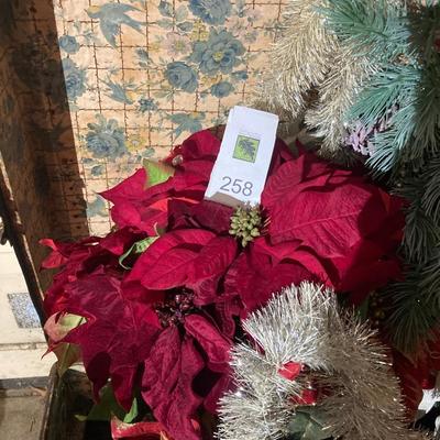 Steamer trunk with faux holiday flowers