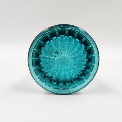 VINTAGE IMPERIAL RIPPLE GREEN CARNIVAL GLASS VASE