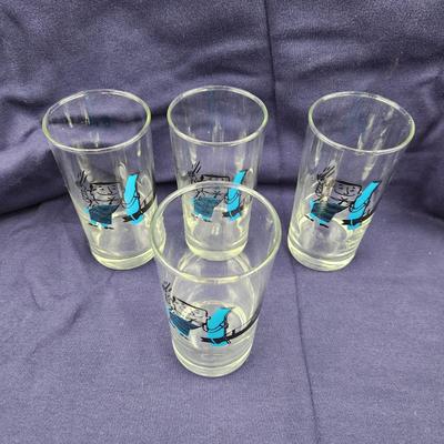 VINTAGE 50S 16 OZ AUTO GLASS MAN GLASSES 4 pc