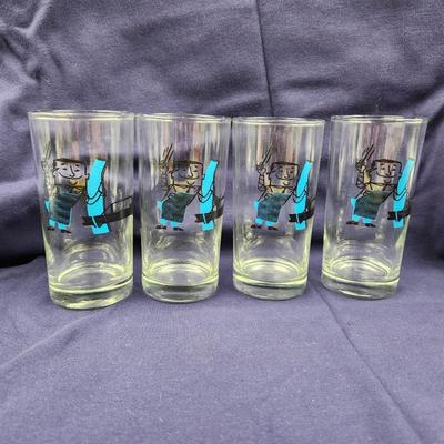 VINTAGE 50S 16 OZ AUTO GLASS MAN GLASSES 4 pc