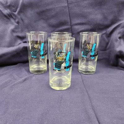 VINTAGE 50S 16 OZ AUTO GLASS MAN GLASSES 4 pc