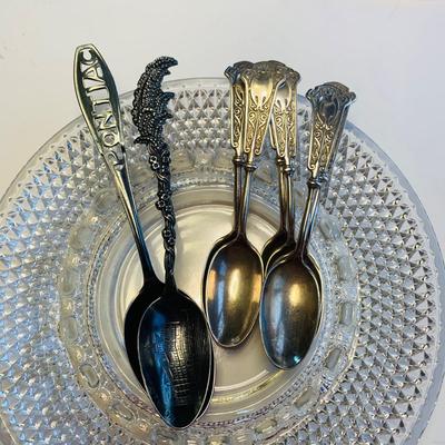 Lot 225R: Elegant Sterling Demitasse Spoons & Souvenir Spoons. (105.5 grams)
