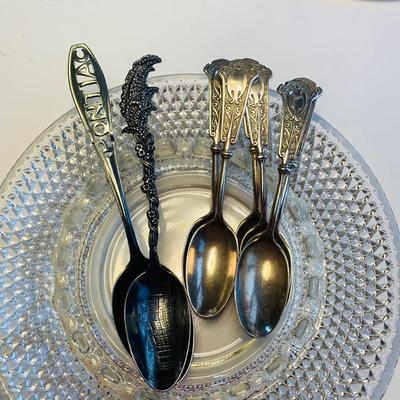 Lot 225R: Elegant Sterling Demitasse Spoons & Souvenir Spoons. (105.5 grams)