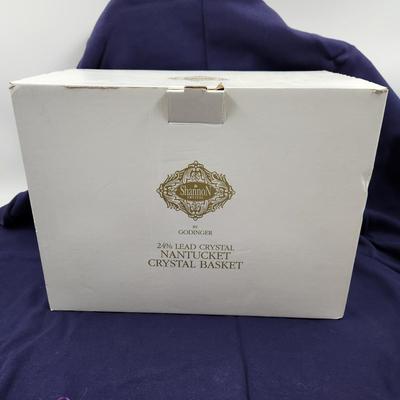 SHANNON CRYSTAL BY GODINGER NANTUCKET CRYSTAL BASKET W/ BOX