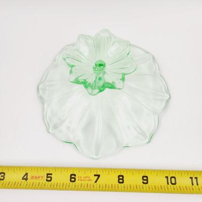 VINTAGE VASELINE GLASS FLOWER PEDESTAL GLASS COLLECTABLE