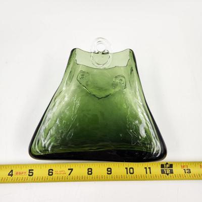 FUN HAND BLOWN GREEN PURSE? GLASS COLLECTABLE