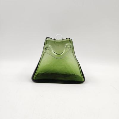 FUN HAND BLOWN GREEN PURSE? GLASS COLLECTABLE
