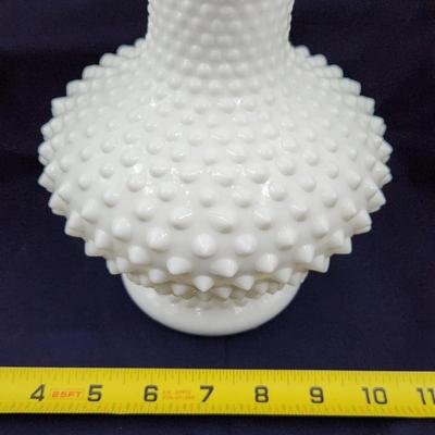 FENTON MILK GLASS HOBNAIL RUFFLED VASE