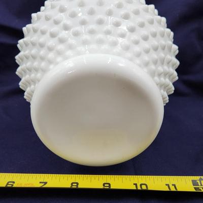 FENTON MILK GLASS HOBNAIL RUFFLED VASE