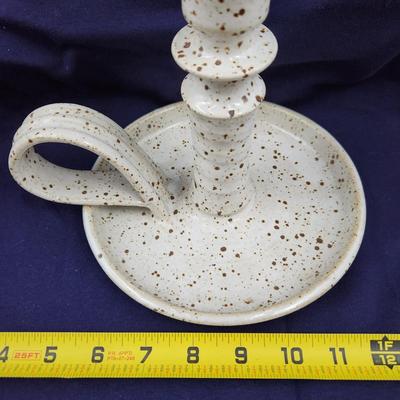 FANTASTIC BILL TYNER SIGNED STONE POTTERY CANDLE HOLDER