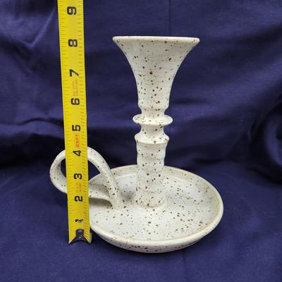 FANTASTIC BILL TYNER SIGNED STONE POTTERY CANDLE HOLDER
