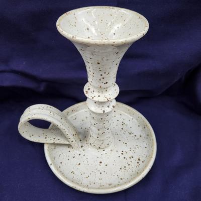 FANTASTIC BILL TYNER SIGNED STONE POTTERY CANDLE HOLDER