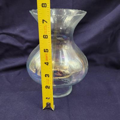 BEAUTIFUL IRIDESCENT GLASS OIL LAMP SHADE