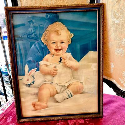 LOT 28  FRAMED VINTAGE BABY PRINTS BESSIE PEASE GUTMANN