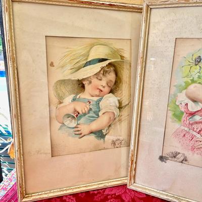 LOT 29  VINTAGE PAIR OF MAUD HUMPHREY NURSERY RYMNE FRAMED PRINTS.