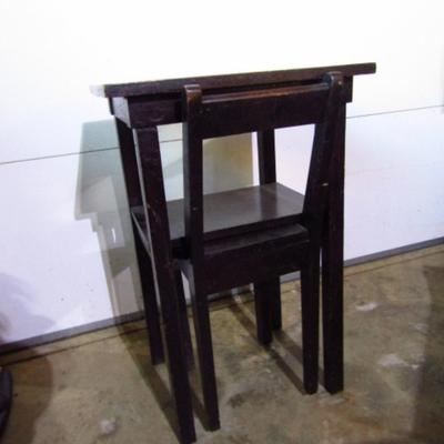 Vintage Wooden Table With Chair (G)