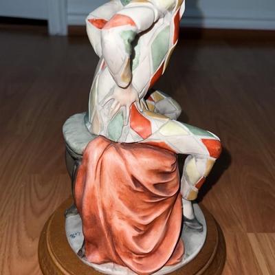 Guiseppe Armani Florence Capodimonte Jester Clown Harlequin Figurine 12"