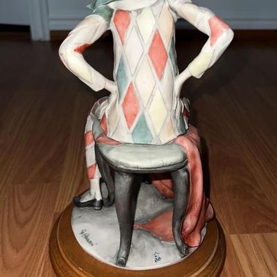 Guiseppe Armani Florence Capodimonte Jester Clown Harlequin Figurine 12"
