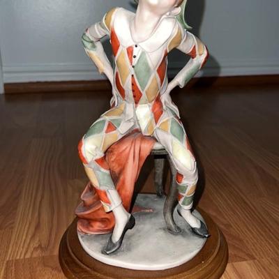 Guiseppe Armani Florence Capodimonte Jester Clown Harlequin Figurine 12"