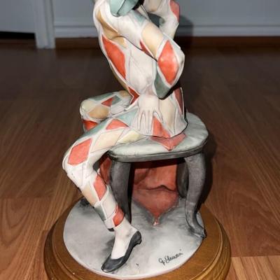 Guiseppe Armani Florence Capodimonte Jester Clown Harlequin Figurine 12"